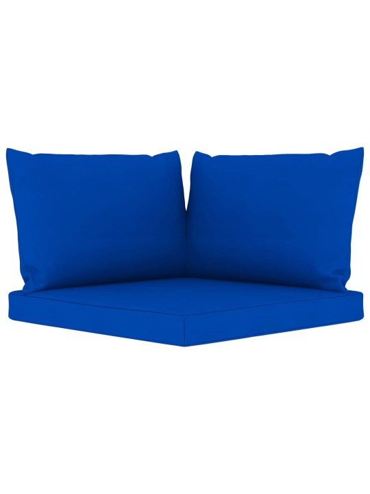 Keturvietė sodo sofa su mėlynos spalvos pagalvėlėmis