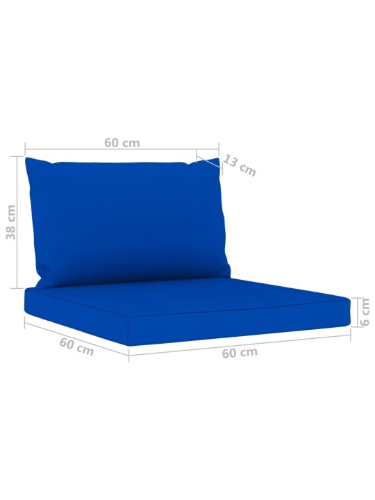 Keturvietė sodo sofa su mėlynos spalvos pagalvėlėmis