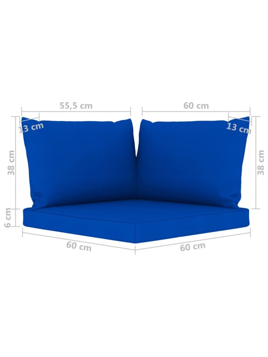 Keturvietė sodo sofa su mėlynos spalvos pagalvėlėmis