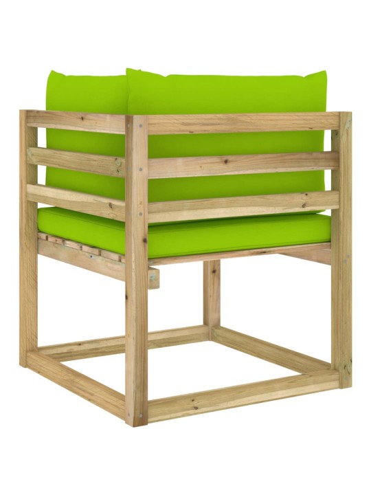 Kampinė sodo sofa su pagalvėlėmis, žaliai impregnuota pušis