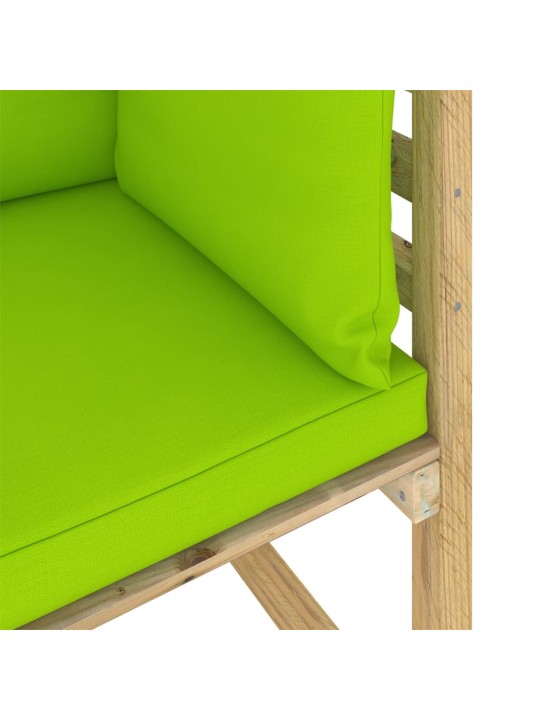 Kampinė sodo sofa su pagalvėlėmis, žaliai impregnuota pušis