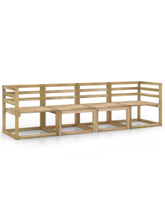 Keturvietė sodo sofa, žaliai impregnuota pušis