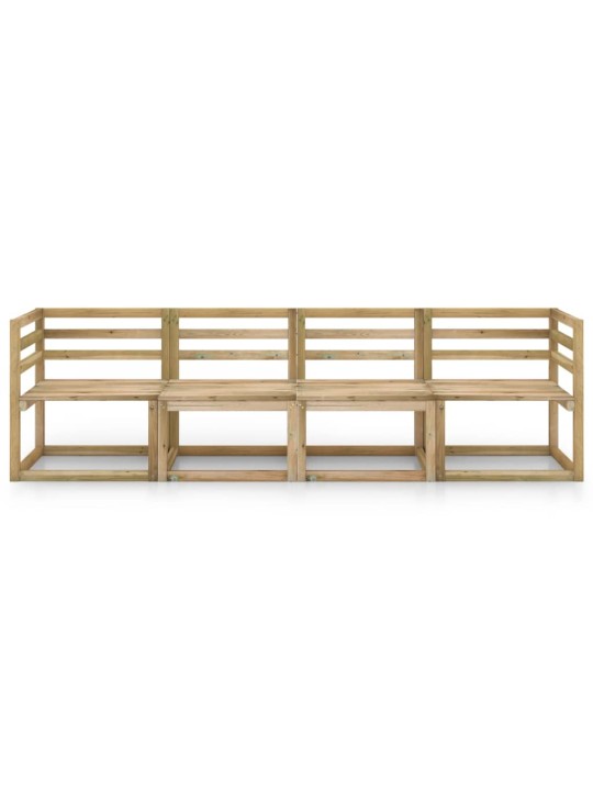 Keturvietė sodo sofa, žaliai impregnuota pušis