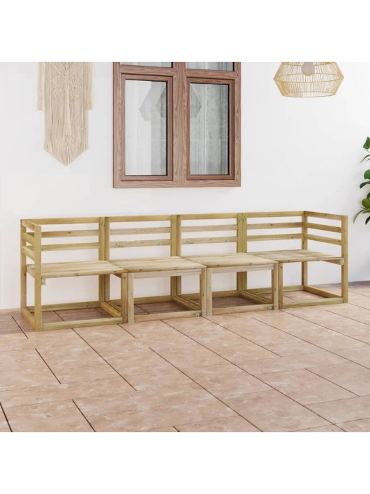 Keturvietė sodo sofa, žaliai impregnuota pušis