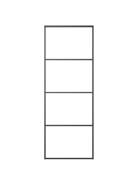 Stumdomos durys, juodos, 76x205cm, aliuminis ir ESG stiklas