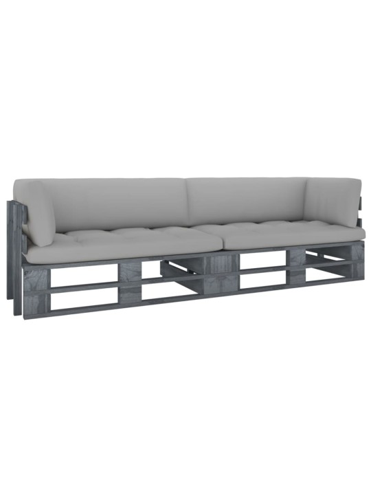 Dvivietė sofa iš palečių su pagalvėlėmis, impregnuota pušis