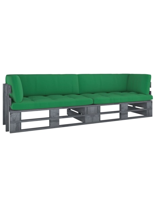 Dvivietė sofa iš palečių su pagalvėlėmis, impregnuota pušis