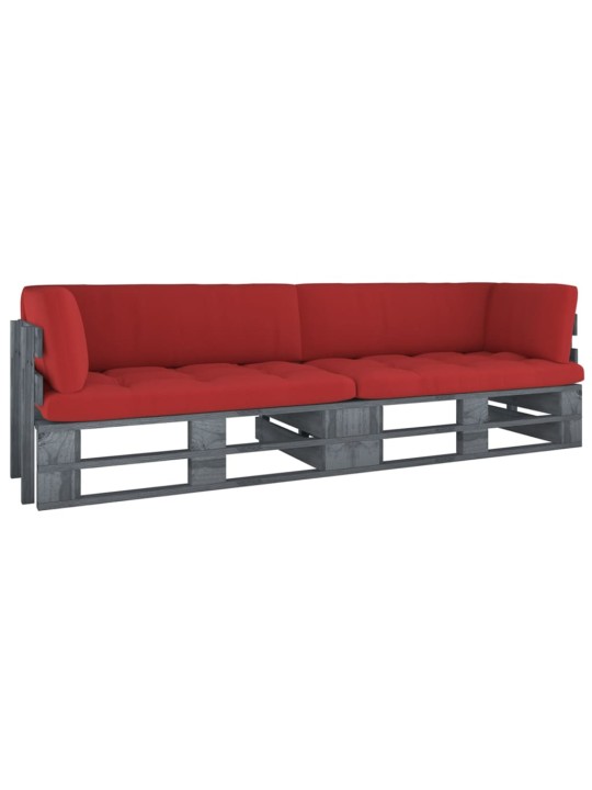 Dvivietė sofa iš palečių su pagalvėlėmis, impregnuota pušis
