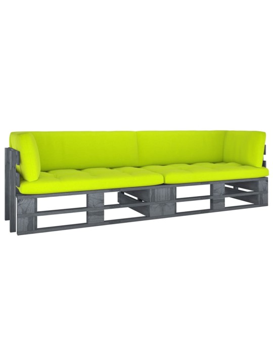 Dvivietė sofa iš palečių su pagalvėlėmis, impregnuota pušis
