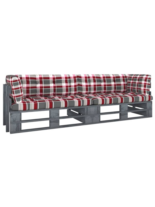 Dvivietė sofa iš palečių su pagalvėlėmis, impregnuota pušis