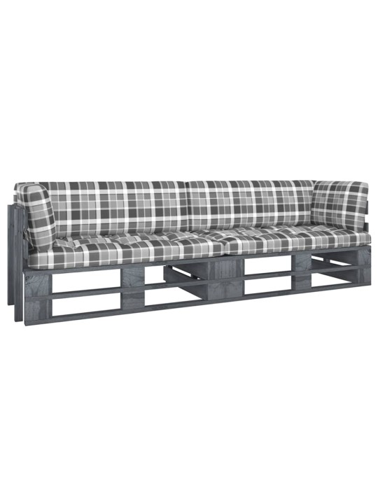 Dvivietė sofa iš palečių su pagalvėlėmis, impregnuota pušis