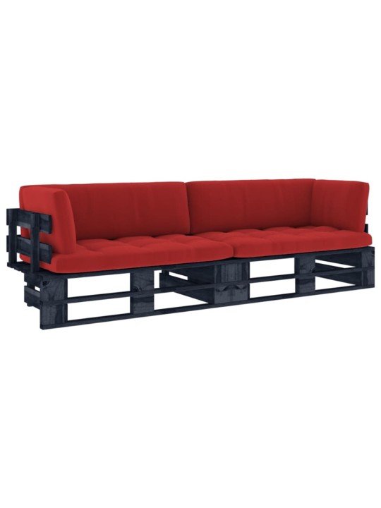 Dvivietė sofa iš palečių su pagalvėlėmis, impregnuota pušis