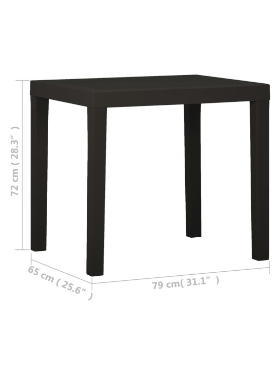 Sodo stalas, antracito spalvos, 79x65x72cm, plastikas