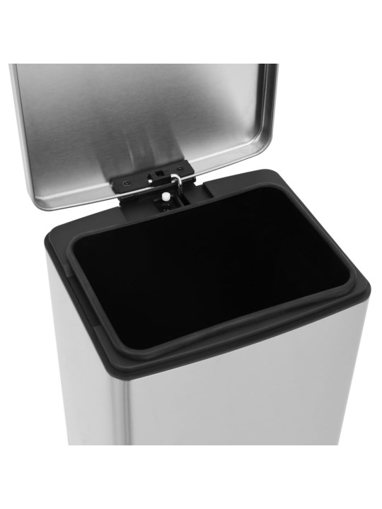 Šiukšliadėžė su pedalu, sidabrinė, nerūdijantis plienas, 30l
