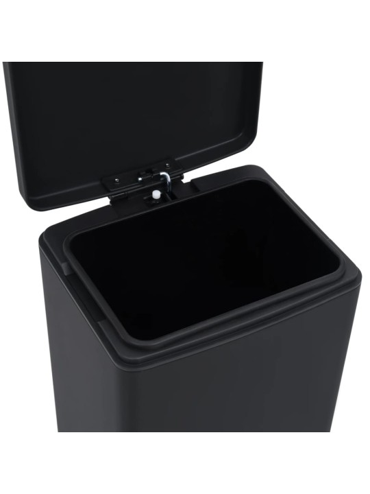 Šiukšliadėžė su pedalu, juoda, nerūdijantis plienas, 30l