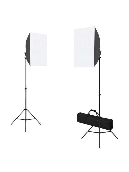 Fotostudijos komplektas su šviesdėžėmis, fonu ir reflektoriumi