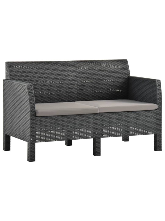 Dvivietė sodo sofa su pagalvėlėmis, antracito, PP ratanas