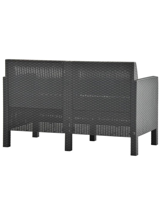 Dvivietė sodo sofa su pagalvėlėmis, antracito, PP ratanas