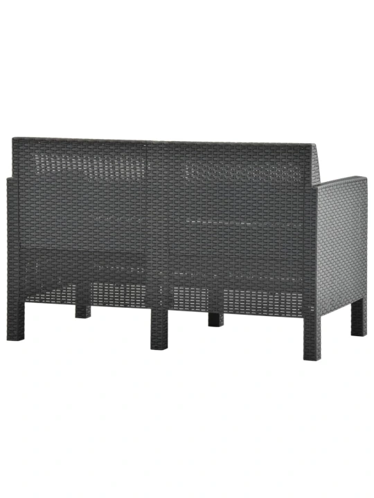 Dvivietė sodo sofa su pagalvėlėmis, antracito, PP ratanas
