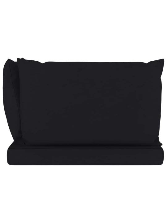 Dvivietė sodo sofa iš palečių su juodomis pagalvėlėmis, pušis