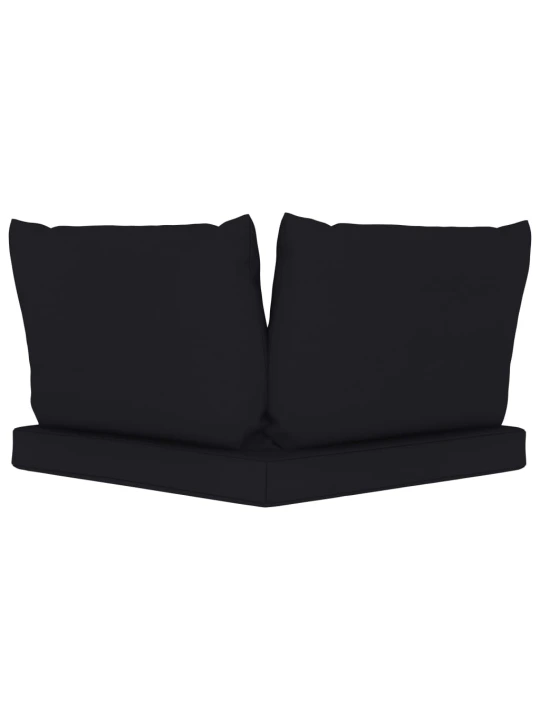 Dvivietė sodo sofa iš palečių su juodomis pagalvėlėmis, pušis