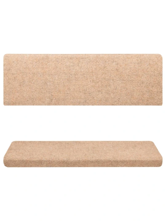 Laiptų kilimėliai, 5vnt., rudi, 65x21x4cm, perforuoti adatomis