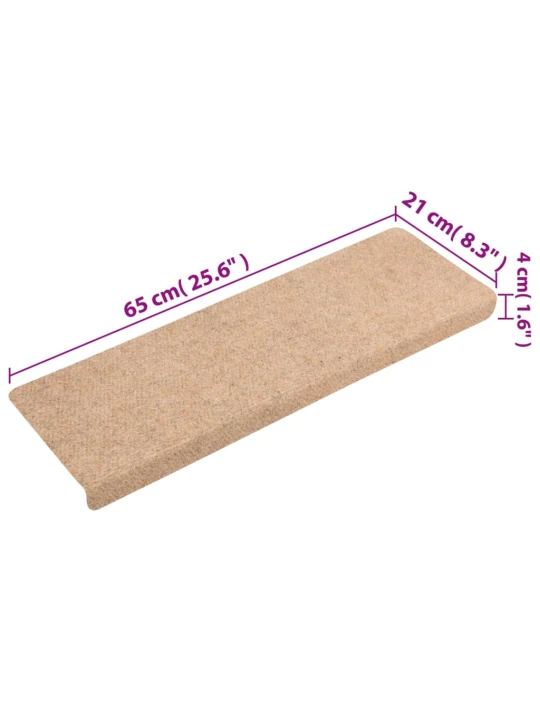 Laiptų kilimėliai, 5vnt., rudi, 65x21x4cm, perforuoti adatomis