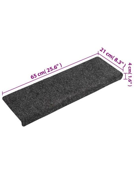 Laiptų kilimėliai, 5vnt., pilki, 65x21x4cm, perforuoti adatomis