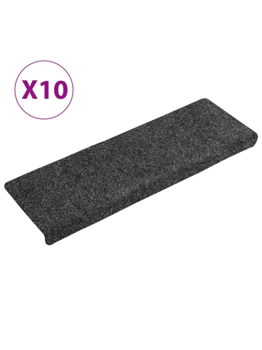 Laiptų kilimėliai, 10vnt., pilki 65x21x4cm, perforuoti adatomis