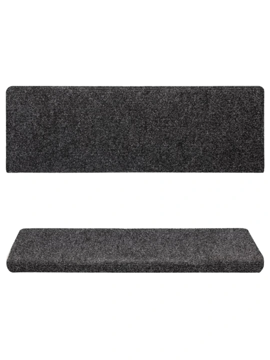 Laiptų kilimėliai, 10vnt., pilki 65x21x4cm, perforuoti adatomis
