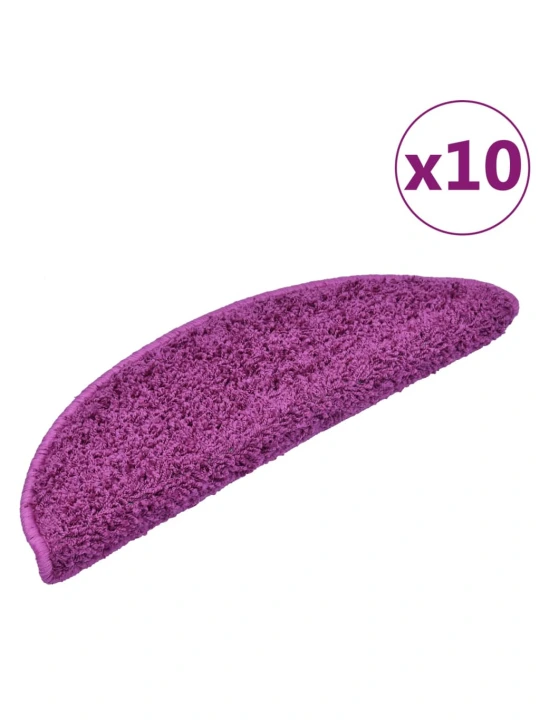Laiptų kilimėliai, 10vnt., violetinės spalvos, 56x17x3cm