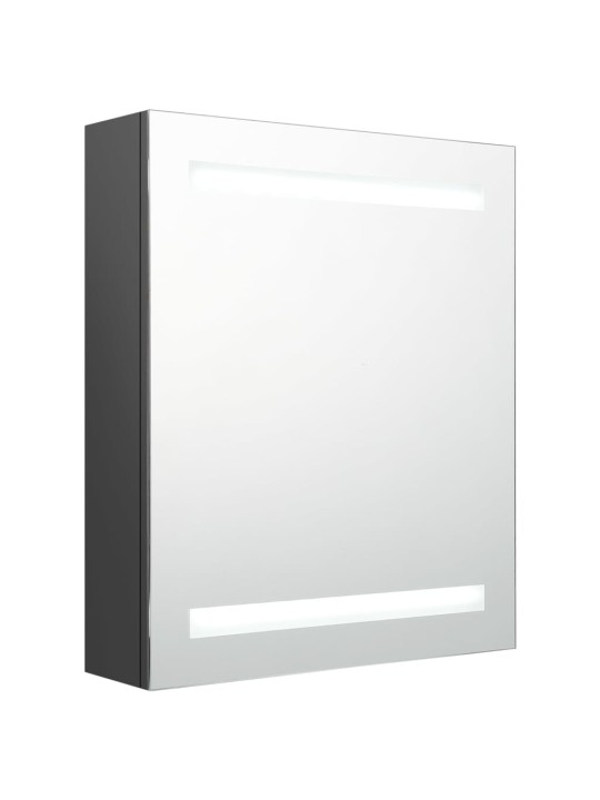 Veidrodinė vonios spintelė su LED apšvietimu, pilka, 50x14x60cm