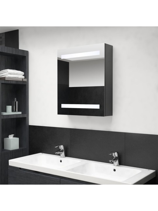 Veidrodinė vonios spintelė su LED apšvietimu, pilka, 50x14x60cm
