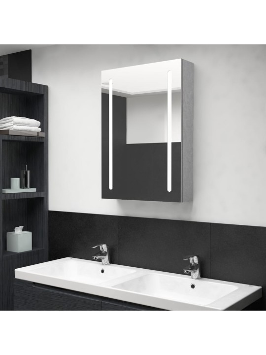 Veidrodinė vonios spintelė su LED apšvietimu, pilka, 50x13x70cm