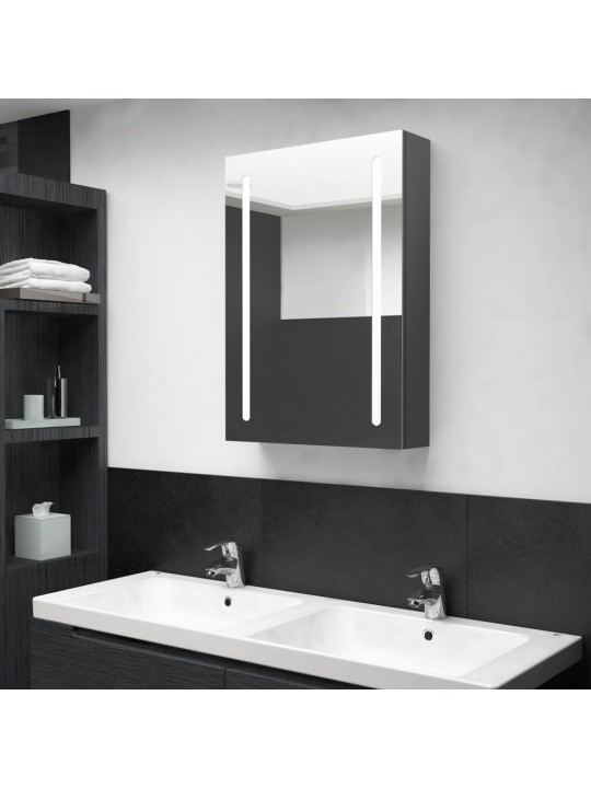 Veidrodinė vonios spintelė su LED apšvietimu, pilka, 50x13x70cm