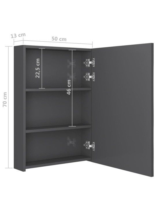 Veidrodinė vonios spintelė su LED apšvietimu, pilka, 50x13x70cm