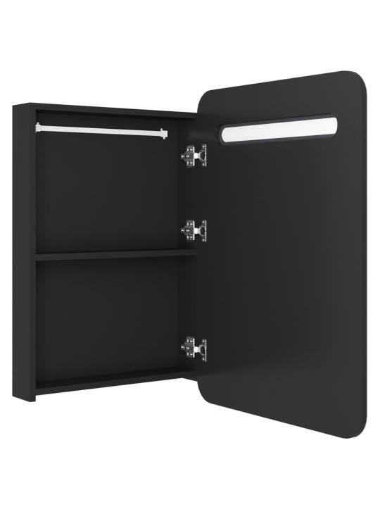 Veidrodinė vonios spintelė su LED apšvietimu, juoda, 60x11x80cm