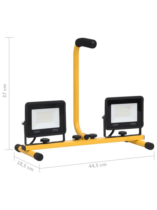 LED prožektorius su rankena, šiltos baltos spalvos, 2x30W