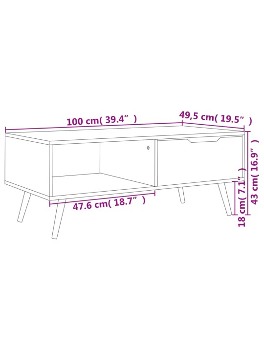 Kavos staliukas, pilkos spalvos, 100x49,5x43cm, MDP