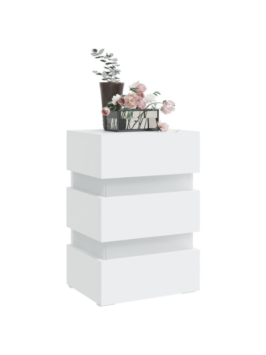 Naktinė spintelė su LED apšvietimu, balta, 45x35x67cm, mediena