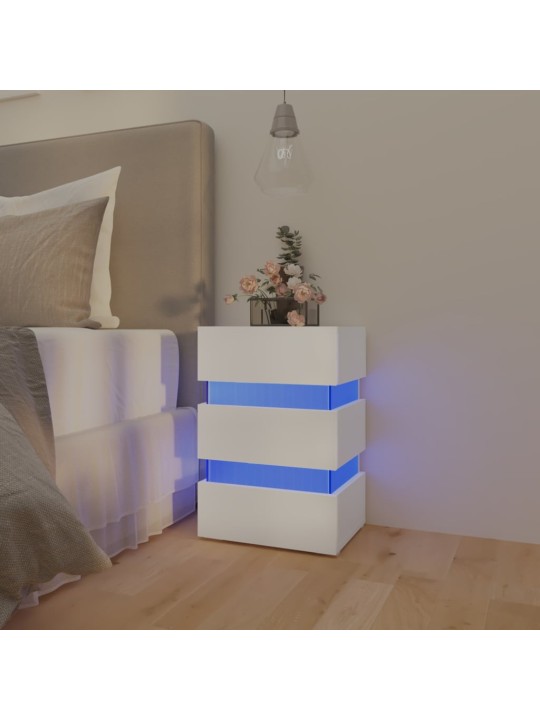 Naktinė spintelė su LED apšvietimu, balta, 45x35x67cm, mediena