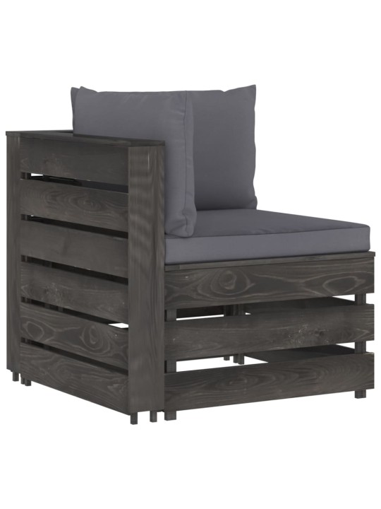 Keturvietė sodo sofa su pagalvėmis, pilkai impregnuota mediena