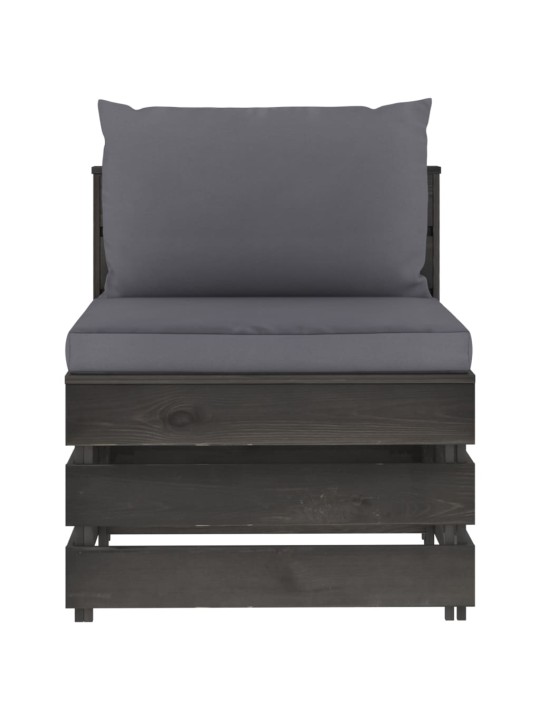 Keturvietė sodo sofa su pagalvėmis, pilkai impregnuota mediena