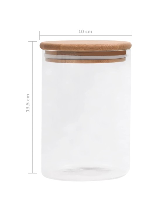 Stikliniai indai su kamštiniais dangteliais, 4vnt., 800ml