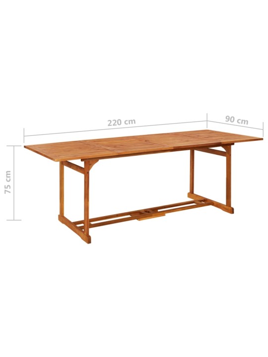 Sodo valgomojo stalas, 220x90x75 cm, akacijos medienos masyvas