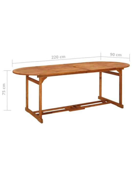 Sodo valgomojo stalas, 220x90x75 cm, akacijos medienos masyvas