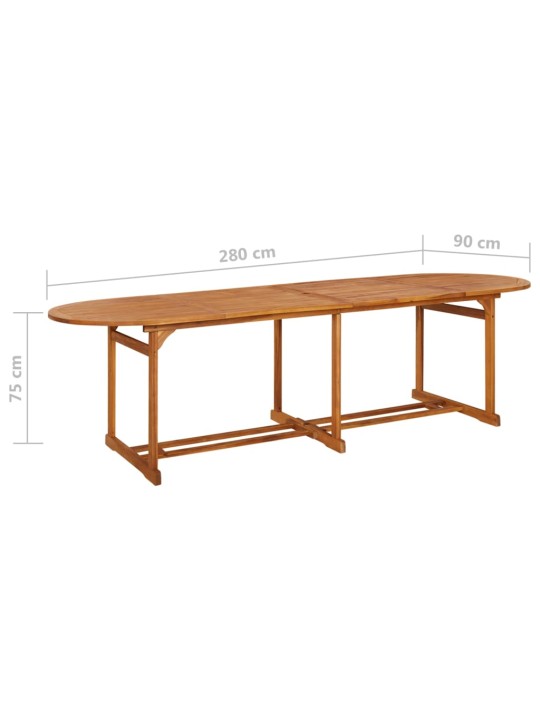 Sodo valgomojo stalas, 280x90x75 cm, akacijos medienos masyvas