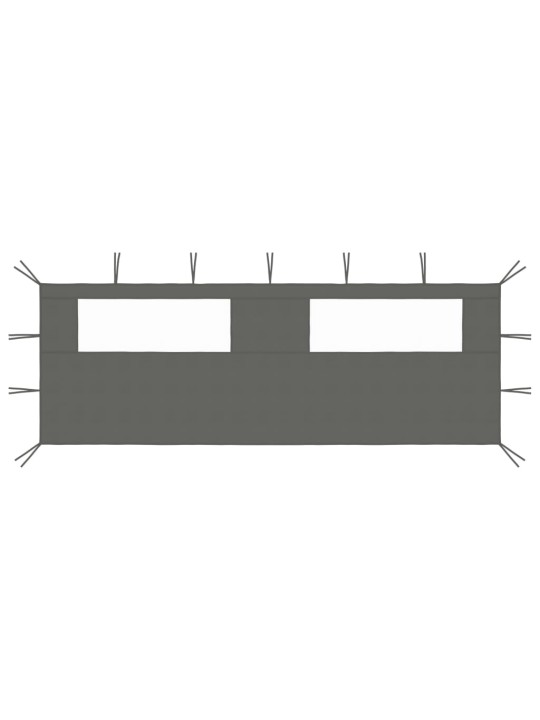 Šoninė pavėsinės siena su langais, antracito spalvos, 6x2m