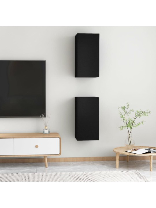 Televizoriaus spintelės, 2vnt., juodos, 30,5x30x60cm, MDP