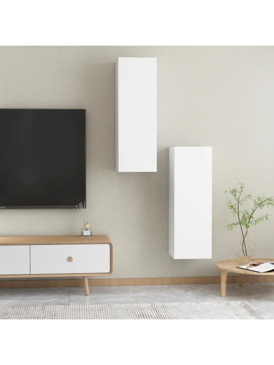 Televizoriaus spintelės, 2vnt., baltos, 30,5x30x90cm, MDP